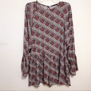 Zara Floral Bell Sleeve Jumpsuit Dress Size S